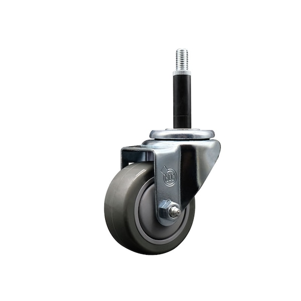 3'' SS Gray Poly Wheel Swivel 3/4'' Expanding Stem Caster